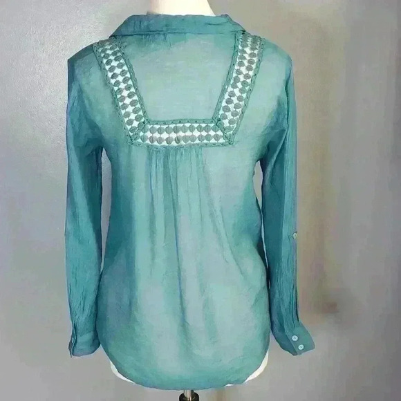 Qsw Quiksilver Collection Gauzey Semi Sheer Convertible Sleeve Beach Shirt Sz S - Picture 5 of 11